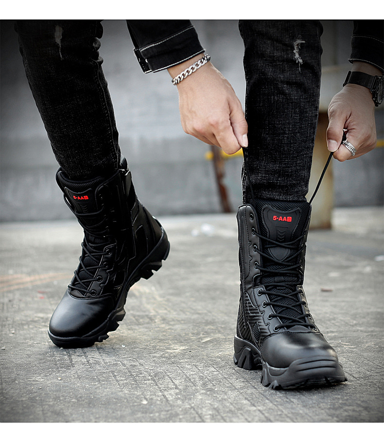 高帮大码军靴男跨境战术靴子马格南野战靴登山男靴时尚马丁靴皮靴