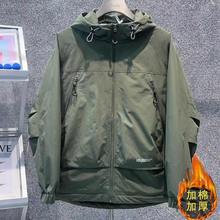 秋冬2023新款工装加棉显瘦高档冲锋衣棉服连帽显瘦二棉棉衣男装潮