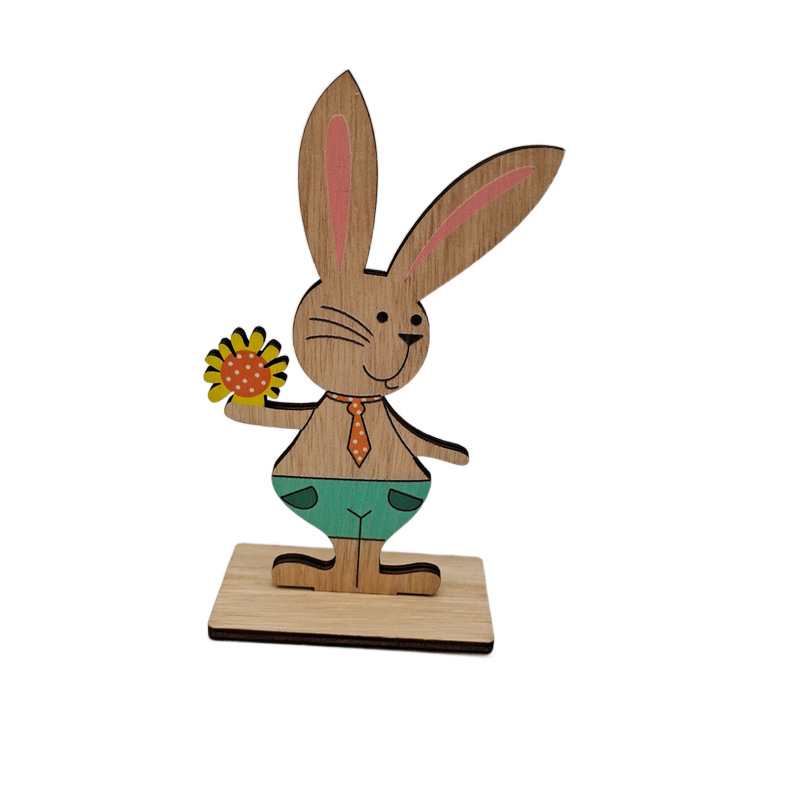 2021 Wooden New Easter Wooden Rabbit Nordic Style Home Ornament and Decoration Crafts in Stock