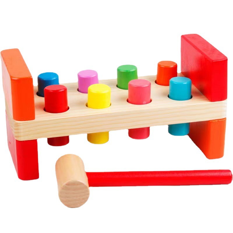 Colorful Driving Pile Abutment 6-December 1-2 Years Old Baby Early Childhood Education Infant Fun Beating Table Wooden Toys