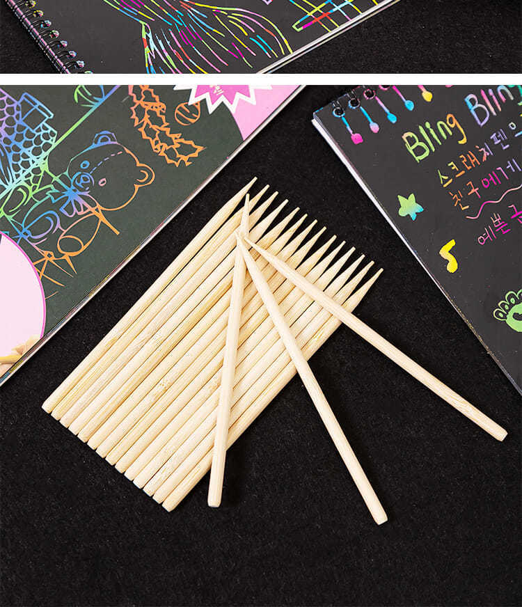 厂家批发刮画笔刮画纸专用竹笔尖头刮蜡笔儿童手工绘画竹签刮画棒