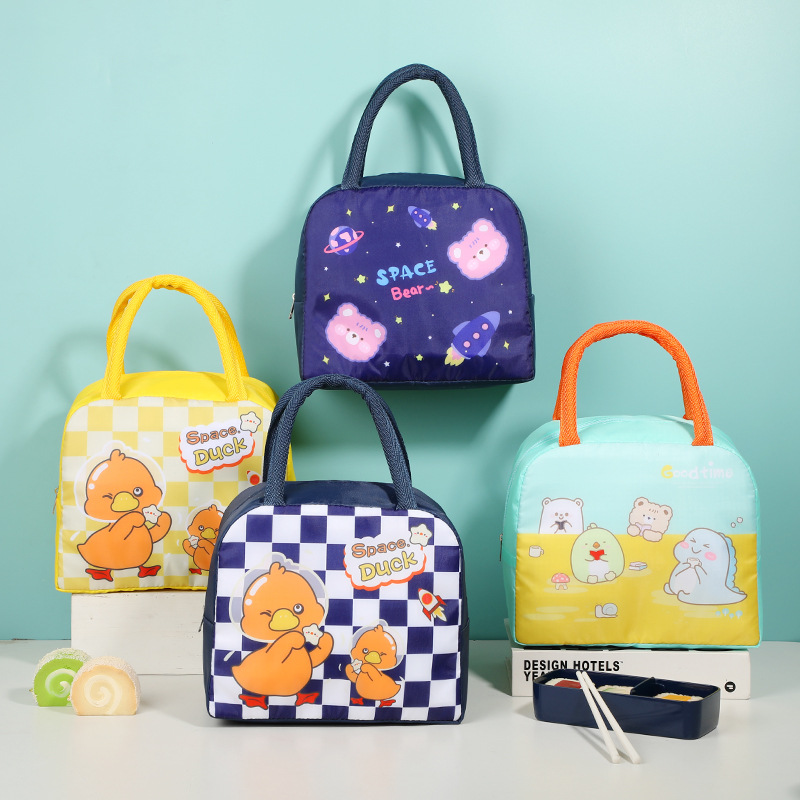 New Fresh Lunch Box Bag Thick Aluminum Foil Insulation and Cold Preservation Cartoon Bento Bag Student Handheld Insulation Lunch Bag