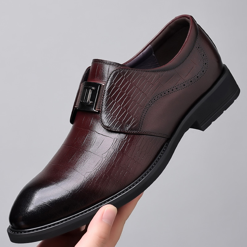 春季男士商务休闲皮鞋真皮韩版英伦尖头鞋子男款正装皮鞋男结婚鞋