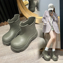 工厂直营2024新款厚底防滑雨鞋女生防水增高雨靴大头短靴外穿水鞋