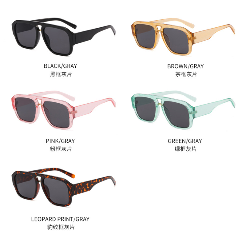 New Double Beam Metal Sunglasses Cross-Border Fashion Sun-Proof Sunglasses European and American Sun Protection Driving All-Match Sunglasses