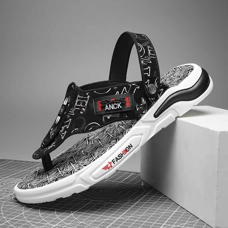 人字拖男士拖鞋夏室外穿网红拖鞋男潮流韩版个性防滑沙滩鞋凉拖男-阿