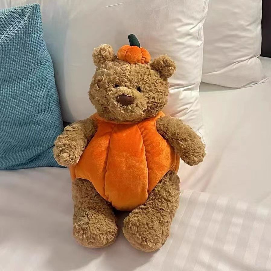 New Halloween Barcelona Bear Pumpkin Stuffed Plush Toy Small Pumpkin Teddy Bear Doll BEBEAR Birthday Gift