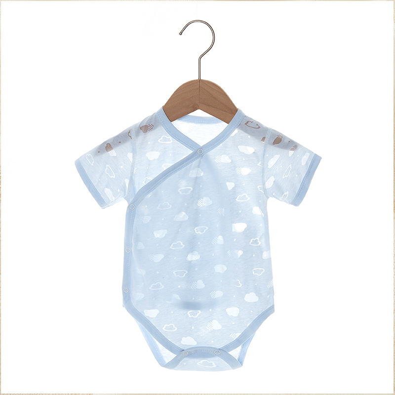 Newborn Children's Sheath Short Sleeve Summer Thin Baby Jumpsuit Romper Infant Boneless Sewing Pajamas Baby Clothes