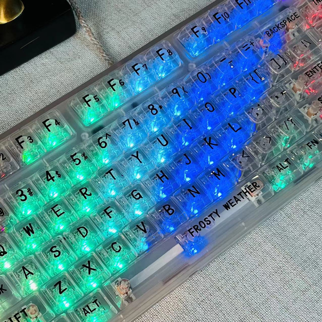 F87 Key Mechanical Keyboard Fully Transparent RGB Lower Lamp Position Transparent Office Game Home Wired Customized Electric Competition CF