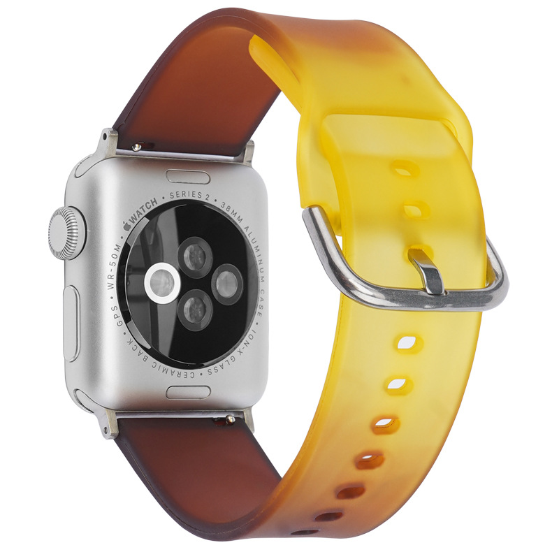 适用于苹果apple watch硅胶内扣手表带 iwatch7渐变表带 苹果表带