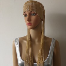 欧美朋克头链 长款流苏头罩 外贸原单合金链条发饰速卖通ebay饰品