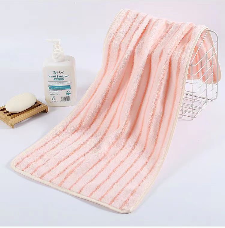 Factory Wholesale Coral Fleece Vertical Stripe Towel 35*75 Five Pack Gift Towel Face Washing Absorbent Towel Can Be Customized Logo