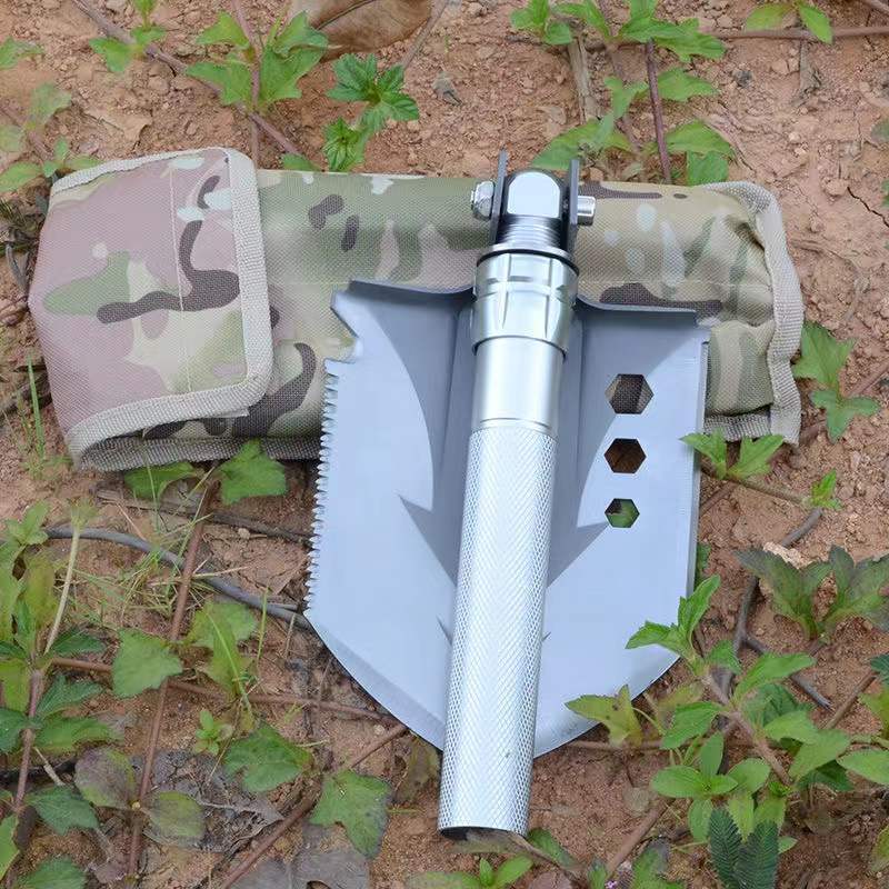 户外多功能山地铲工兵铲德国锰钢兵工铲铁锹野营折叠德国军工铲子