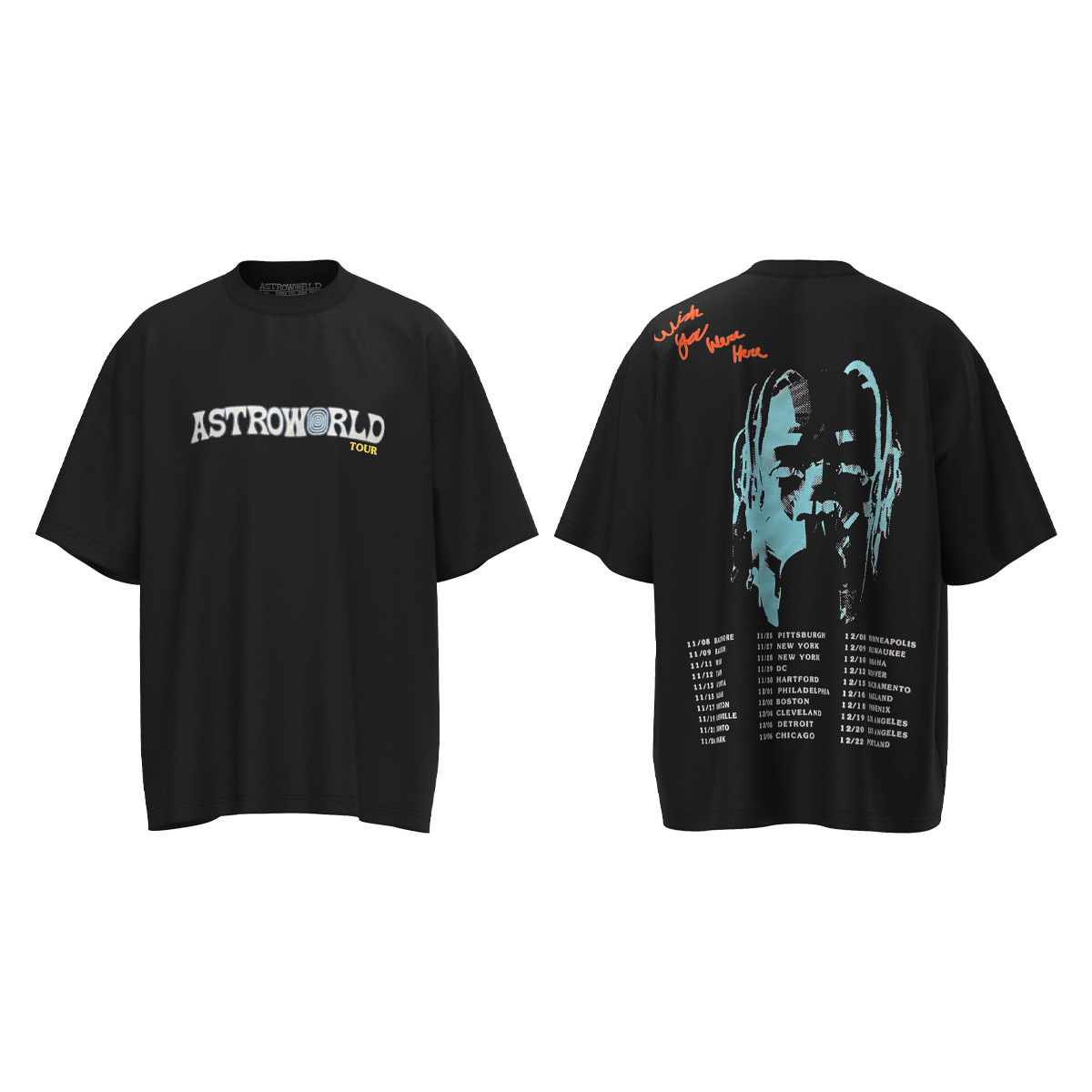 travis scott astroworld人像巡演唱堡垒之夜周边男女同款短袖t恤