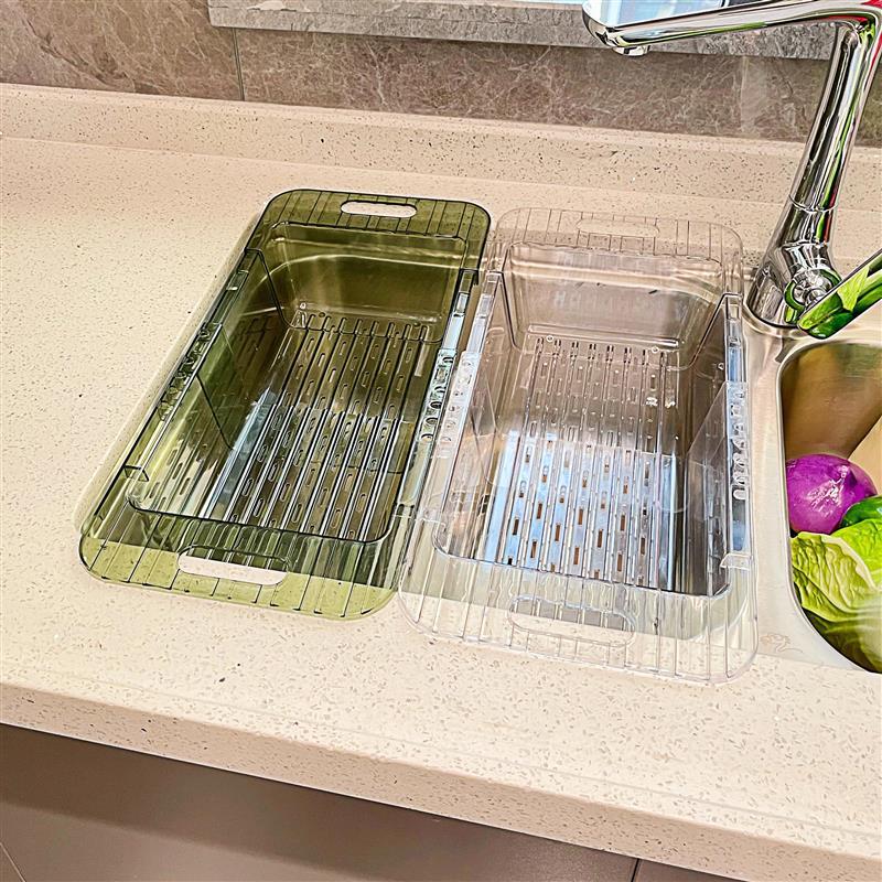 retractable washing basin draining basket plastic vegetable basket household kitchen sink fruit basket vegetable washing artifact fruit basket basket