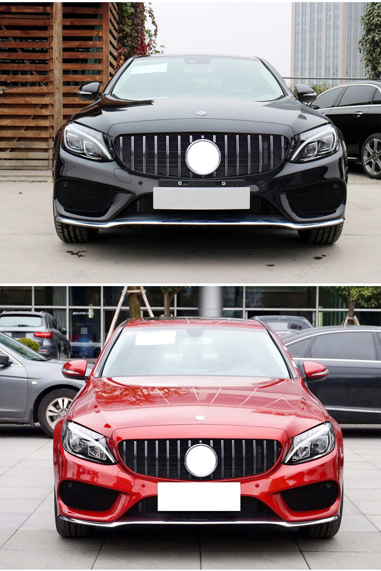 跨境15-18适用于奔驰c级w205gt中网运动款改gtr竖条中网进气格栅