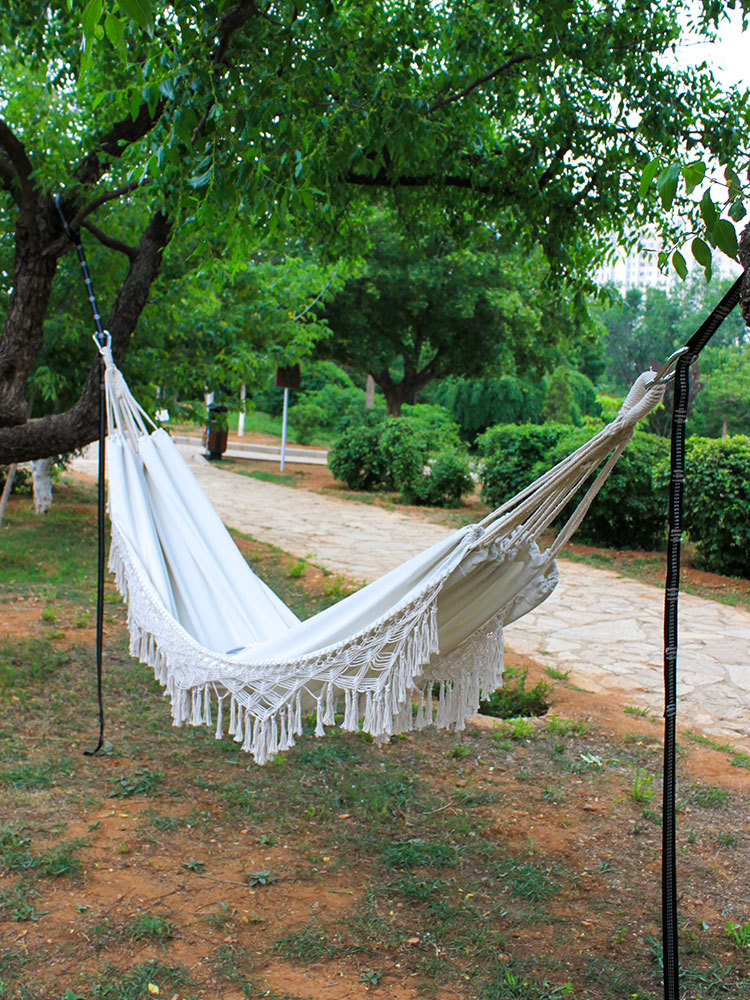 吊床户外波西米亚田园手工编织欧美流苏双人庭院拍照防侧翻