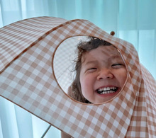 韩国ins儿童可视雨伞幼儿园创意复古格子男女宝宝伞迷你小孩小童