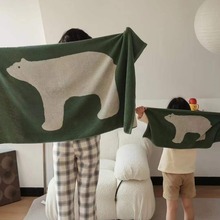 2022年新款精梳棉毛巾 简约北极熊家用吸水儿童方巾面巾 成人浴巾
