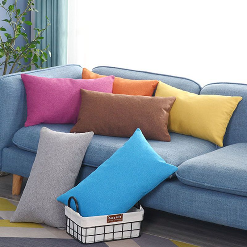 布艺棉麻抱枕长方形客厅沙发靠垫套色办公室椅子简约汽车腰靠枕