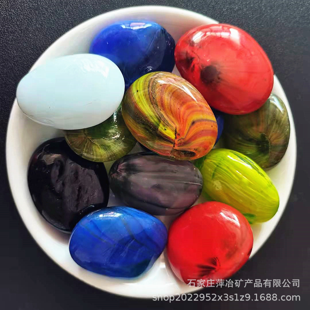 供应彩色玻璃石 雨花石玻璃材质 儿童diy娱乐 造景-阿里巴巴