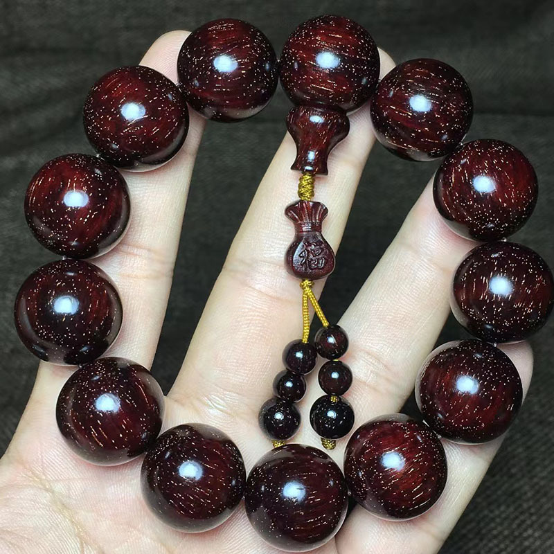 小叶紫檀爆满金星老料手串18mm高密度佛珠手链男女款木质文玩念珠