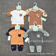 外贸原单儿童套装 新生儿外出服 婴儿卫衣套装+T恤+袜子 4pc set