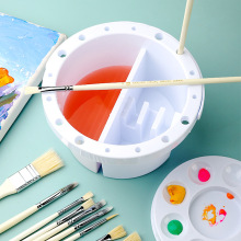 多功能 美术生专用洗笔桶 圆形水彩水粉颜料调色三合一手提洗笔桶
