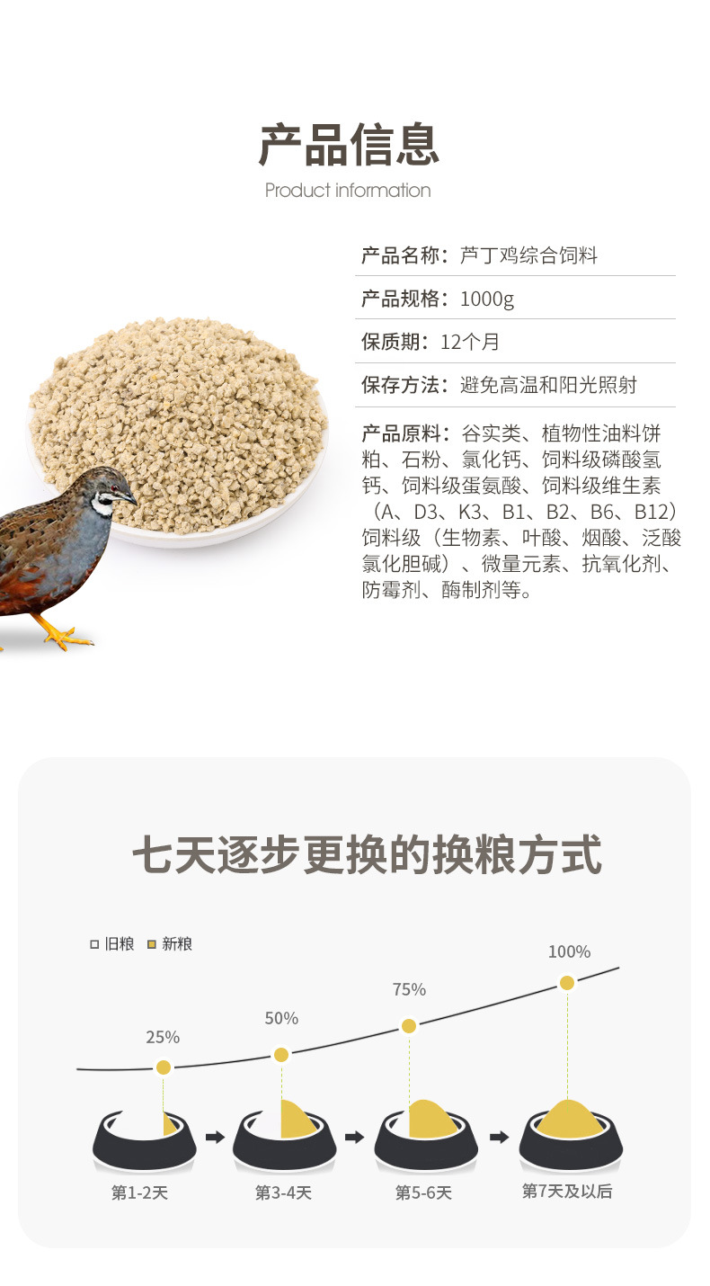 芦丁鸡食物鹌鹑蓝胸中大小鸡雏鸡开口下蛋产蛋育雏专用粮食鸡饲料