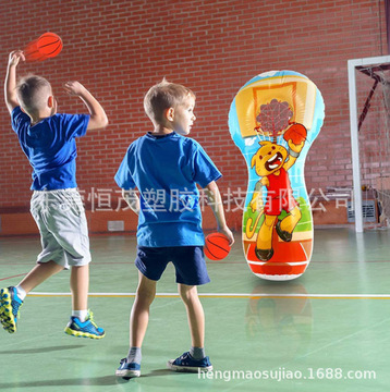 外贸热销充气不倒翁户外儿童掷投柱足球篮球橄榄球沙包网球框