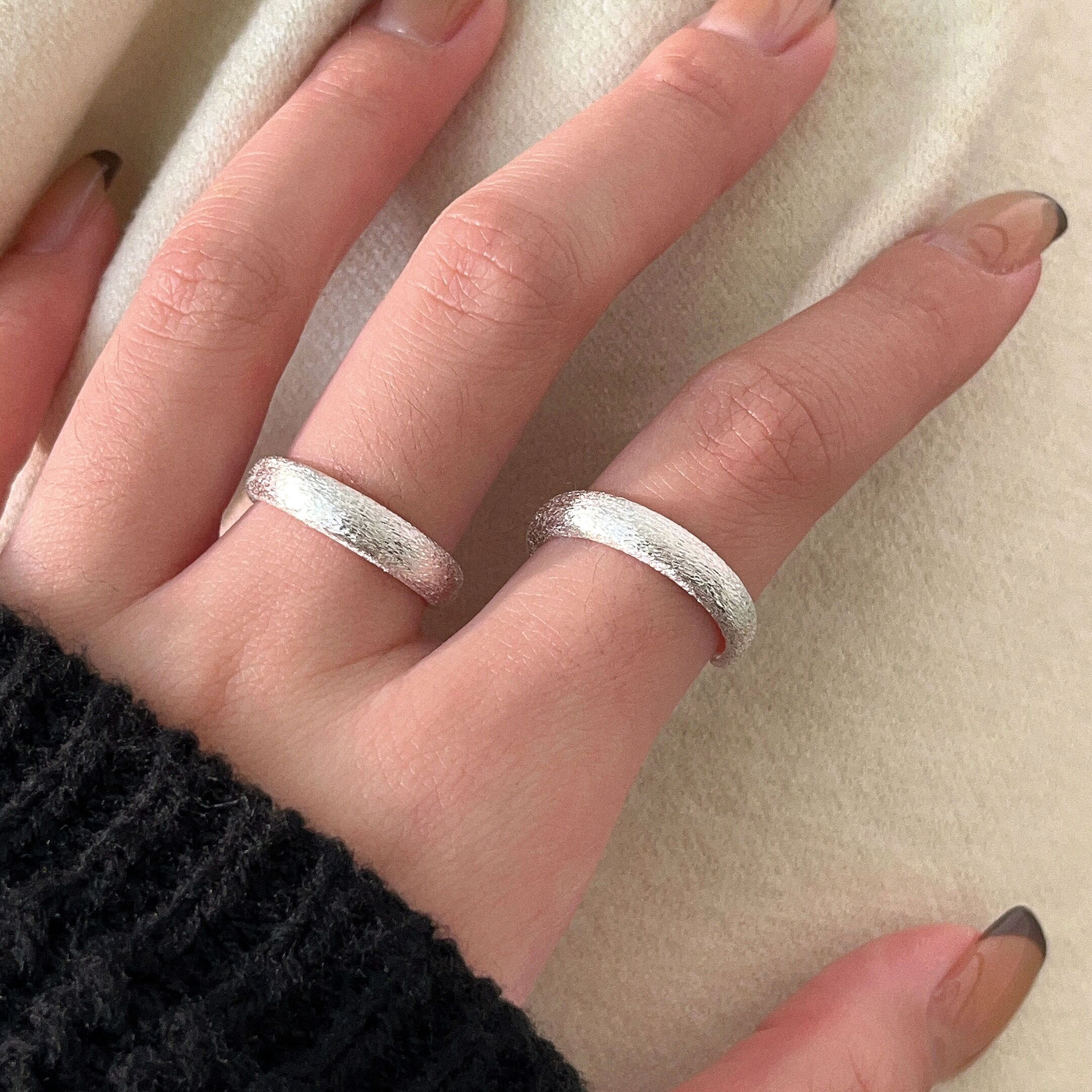 Sparkling Ring Female Geometric Simple Bracelet Simple All-Match Fashion Frosted Open Ring Twin Personalized Index Finger Ring