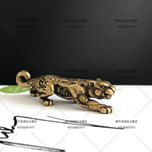 仿古纯铜豹子摆件黄铜动物豹子创意礼品车内摆设装饰挂件铜器