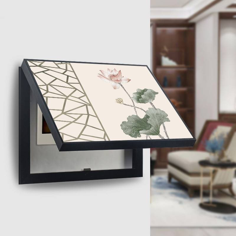 电表箱装饰画新中式风格总闸盒电箱遮挡置物架客厅挂画小户型电源