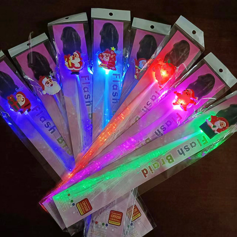 Colorful Flash Butterfly Braid LED Fiber Optic Silk Headdress Shining Braid Christmas Toys Snowman Elk