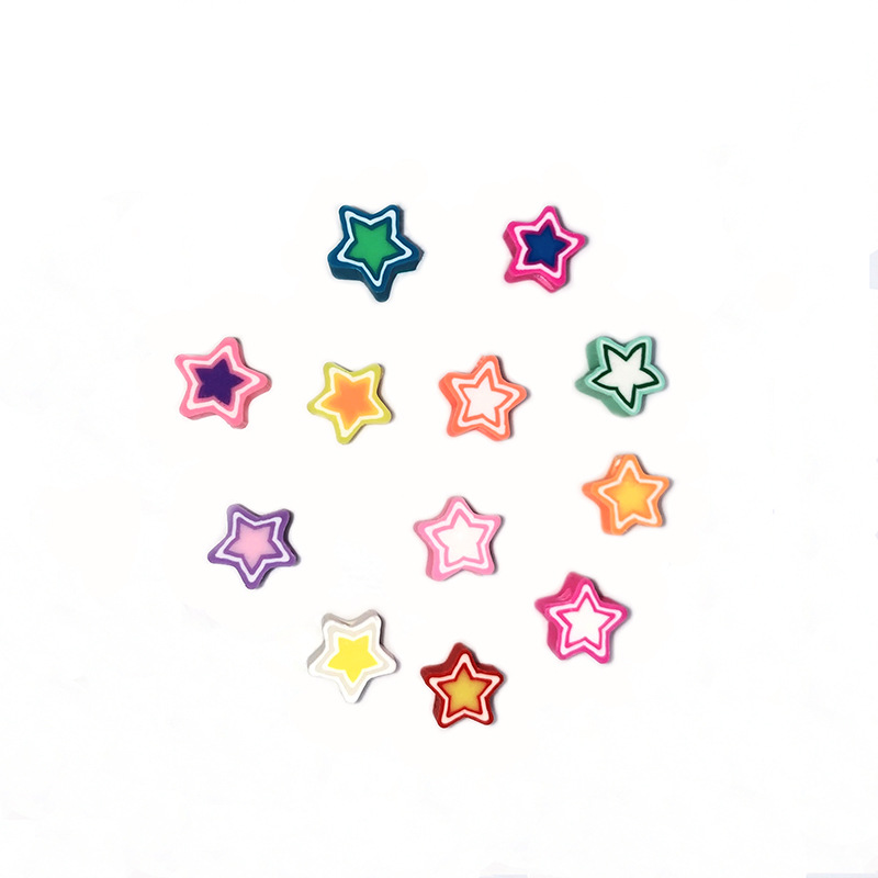 Handmade DIY Ornament Colorful Five-Pointed Star Polymer Clay Slice Beads Polymer Clay Beads Mixed