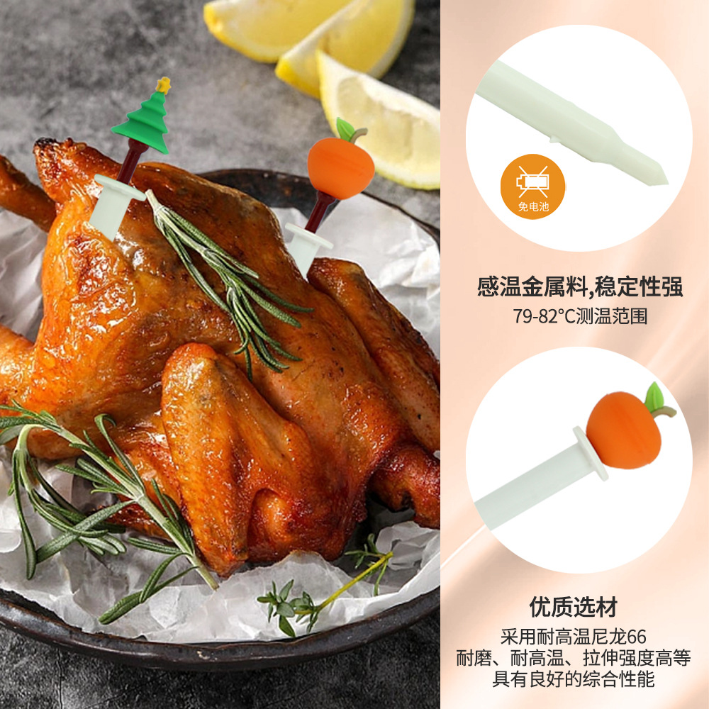 Christmas Style Bouncing Turkey Thermometer Kitchen Roast Chicken Household Food Thermometer Chart Turkey Needle Barbecue Thermometer