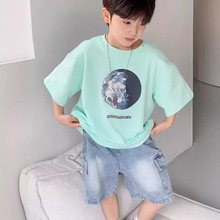 2024年夏季新款木子橡男大童短袖清新卡通韩版潮流亲子童装T恤