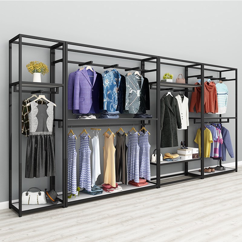 服装店展示架衣帽式衣架组合铁艺男女童装双层挂衣商场货架架落地