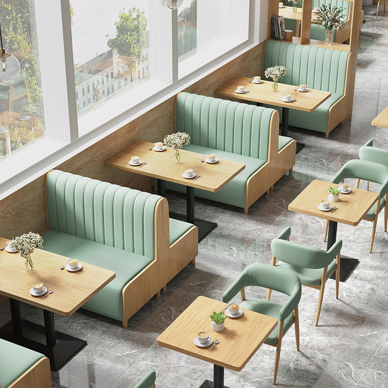 Dining Restaurant Western Restaurant Noodle Shop Processing Wall Deck Sofa Milk Tea Shop Hamburger Shop Snack Shop Table and Chair Combination