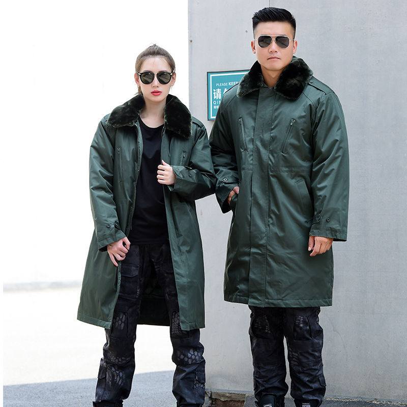 加厚冬季寒区棉大衣长款棉服男保温防寒大衣黑色户外工作保暖大衣