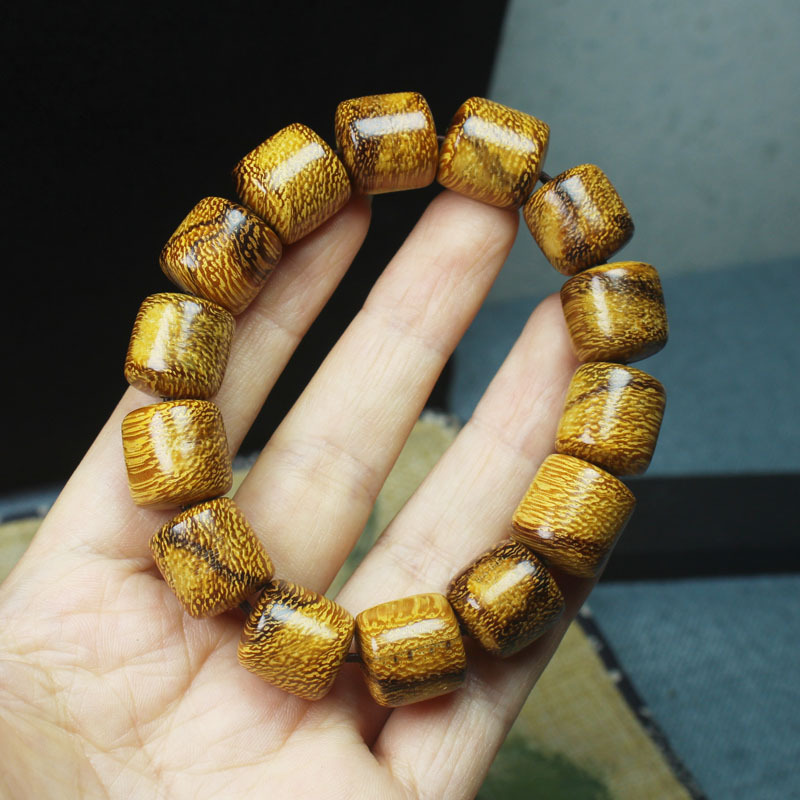 直播货源 印尼沉香木桶珠15mm手串手链 带花纹男女款佛珠-阿里巴巴