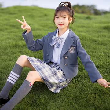 女童长袖jk套装春秋季新款学院风儿童洋气三件套童装女童jk套装潮