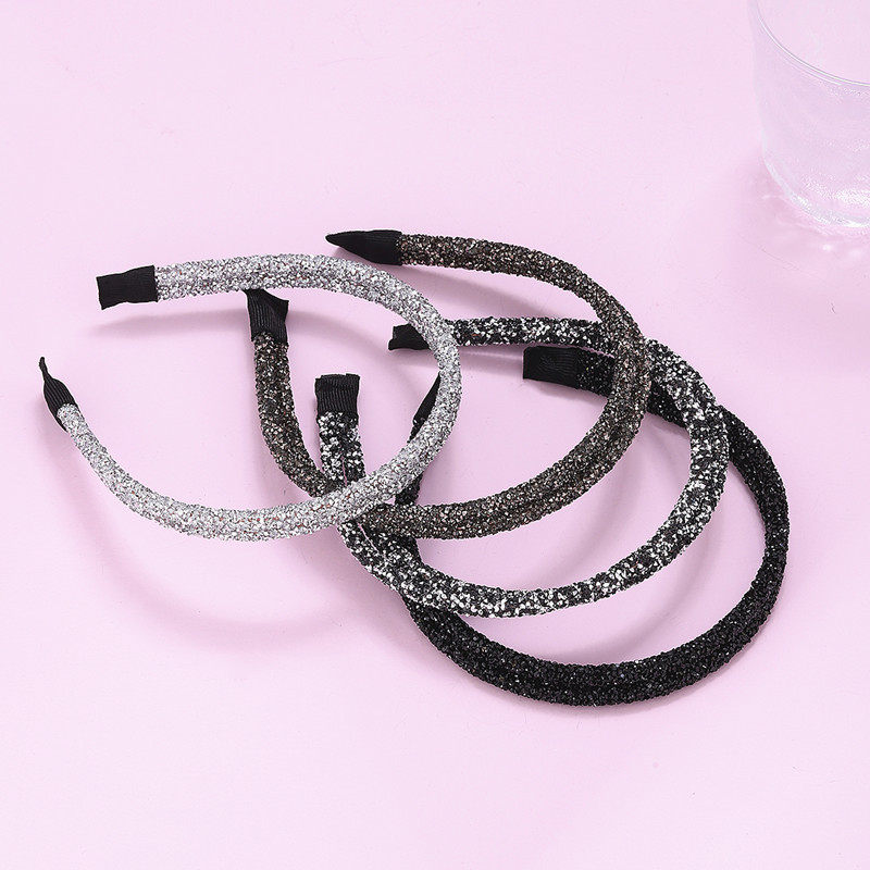 韩版时尚新款亮片发箍多色双排水钻压发宽发箍精美镶钻头箍女批发