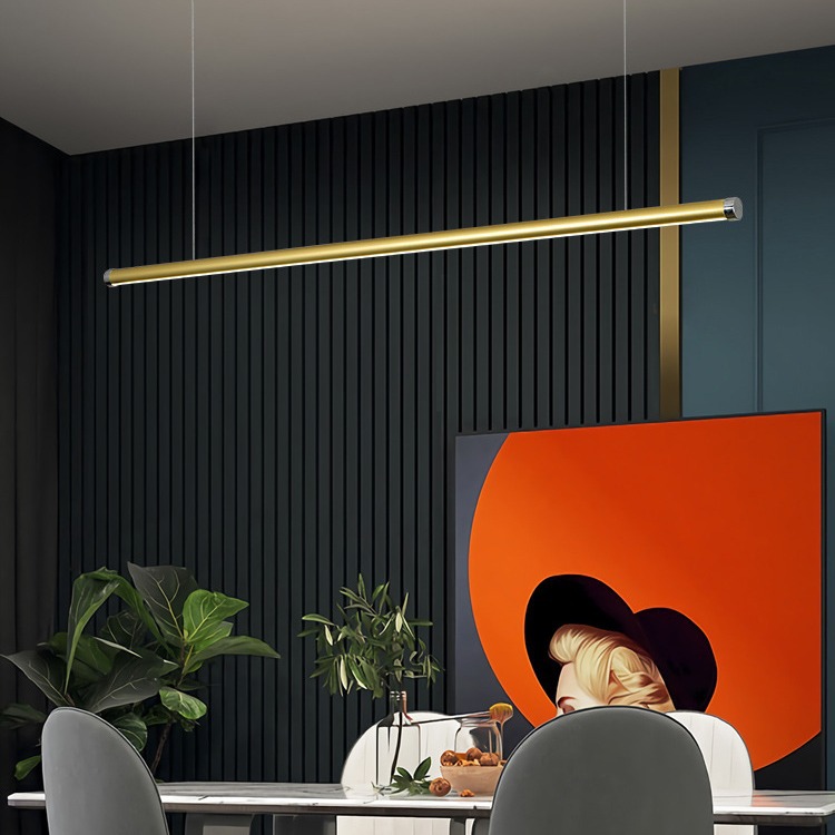 跨境现代简约个性led吧台吊线餐厅灯 高级感一字型书房线条长条灯