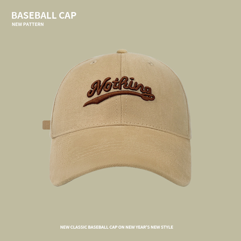 Baseball Hat Men's Korean-Style Fashion Brand Brushed Embroidered Letters plus-Sized Deepening Wide Brim Versatile Face-Looking Small Peaked Cap Women