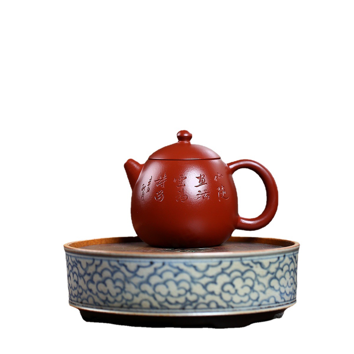 宜兴紫砂壶原矿大红袍龙蛋手工刻字画名家王芳高端茶壶批发代发壶