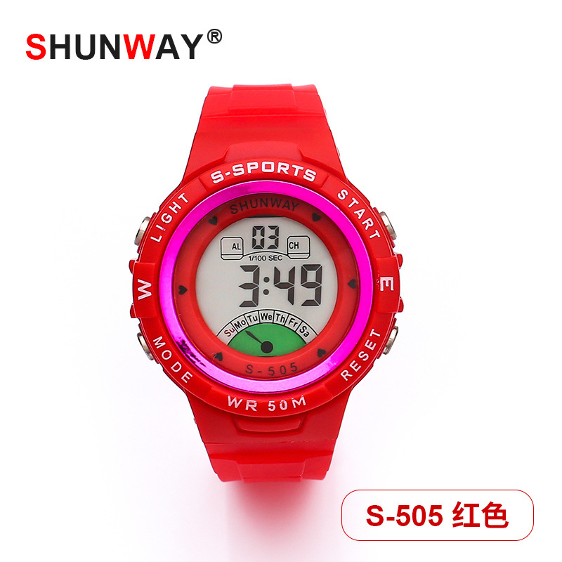 [Manufacturer] 50 M Waterproof Electronic Watch Macaron Children's Sports Watch Luminous Alarm Clock Multi-Function Watch Men and Women