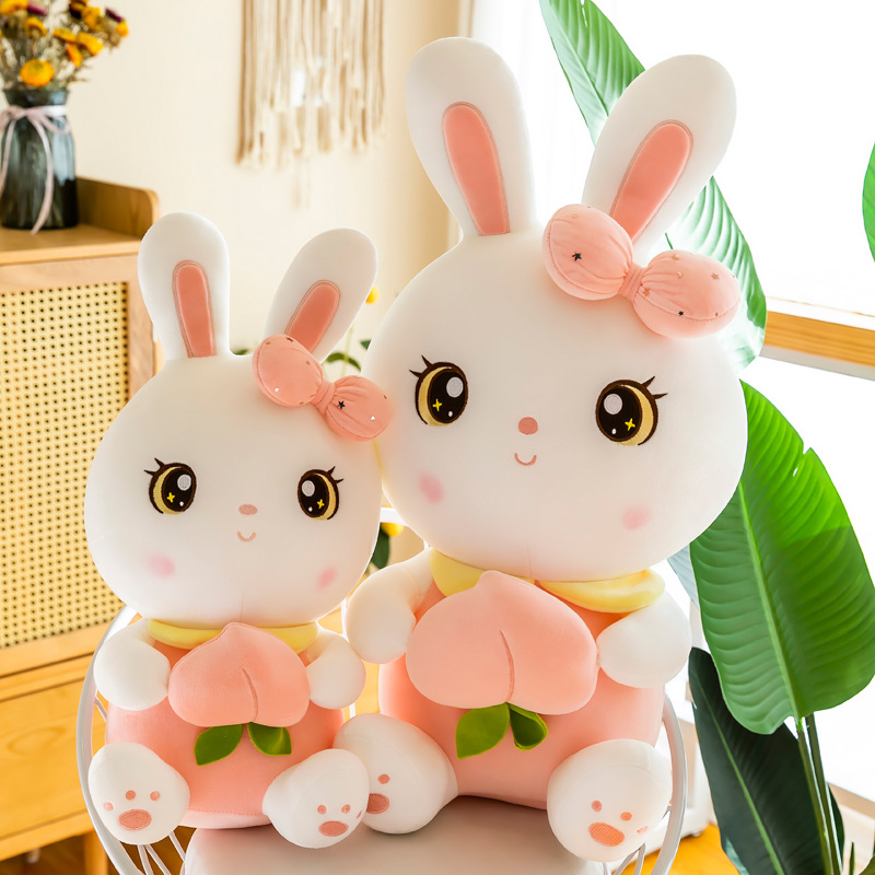 New Cute Little White Rabbit Plush Toy Peach Rabbit Ragdoll Rabbit Doll Pillow Doll Birthday Gift
