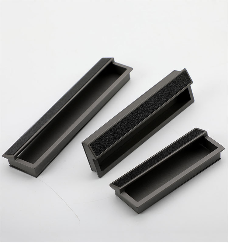 皮质暗拉手 轻奢衣柜移门隐形黑色灰色金色抽屉拉手内嵌把手