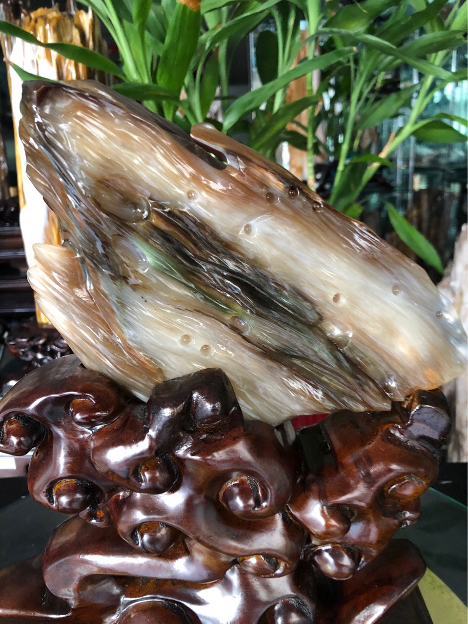 缅甸树化玉带翠绿总高32净高15斜长22厚4总重4.7斤-阿里巴巴